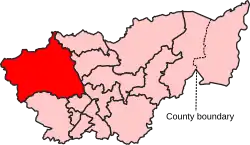 Map showing the location of the Penistone and Stocksbridge constituency in South Yorkshire under the boundaries created by the 2023 boundary review and first used at the 2024 general election.