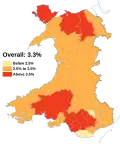 Percentage of reception age children that are severely obese in Wales in 2017/2018