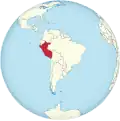 Localisation du Pérou sur une carte d'Amérique du Sud