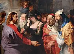 Jesus Christ and the woman taken in adultery, Peter Paul Rubens, 1614