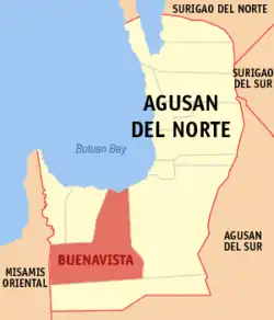 Map of Agusan del Norte with Buenavista highlighted
