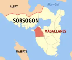 Map of Sorsogon with Magallanes highlighted