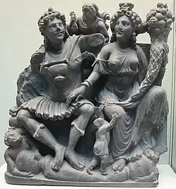 The Buddhist gods Pancika (left) and Hariti (right), 3rd century, Takht-i-Bahi, Pakistan