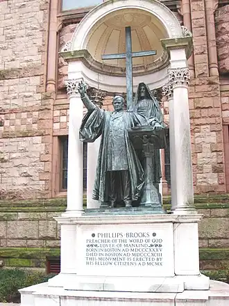 Statue of Phillips Brooks, Trinity Church, Boston (1907–1910, completed by Grimes, Ward and Hering)