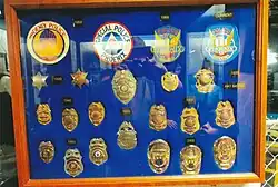 Police badge display.