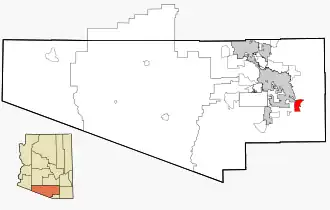 Location in Pima County and Arizona