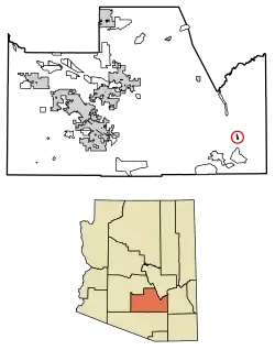 Location of Mammoth in Pinal County, Arizona