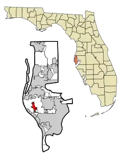 Location in Pinellas County and the state of Florida