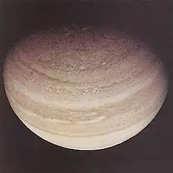 Jupiter's polar region in 1974 during Pioneer 11's gravity assist to Saturn. (Historical background for Jupiter imaging)