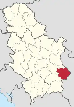 Location of district in Serbia
