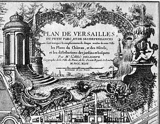 Rococo cartouche in the corner of a Versailles plan, by Jean Delagrive, 1746, engraving on paper, Bibliothèque nationale de France, Paris[9]