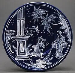 Characters from L'Astrée in the "Persian" white on blue, c. 1675