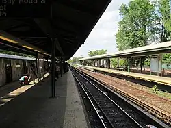 Station platforms for local and express trains