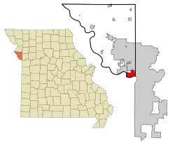 Location of Riverside, Missouri