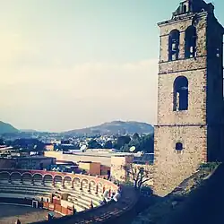 The bullring "Jorge "Rancher" Aguilar" and church