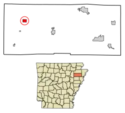 Location of Weiner in Poinsett County, Arkansas.