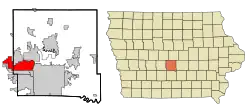 Location of Urbandale in Iowa
