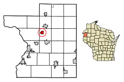 Location of Milltown in Polk County, Wisconsin.
