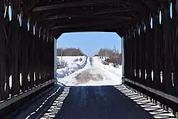 The interior part of Maurice Duplessis Bridge [fr], located near Villebois, Quebec. Apart from this, several streets, parks and other objects across the province are named in his honour
