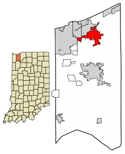 Location of Chesterton in Porter County, Indiana.
