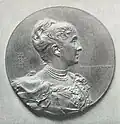 Portrait medal of Phoebe Apperson Hearst by John Flanagan, 1890.
