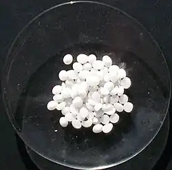 Pellets of potassium hydroxide