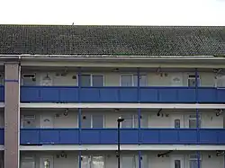 balconies on a low-rise block of flats