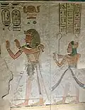 Prince Khaemwaset follows his father Ramesses III in Tomb QV44
