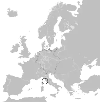 Location of the Principality of Elba within Europe