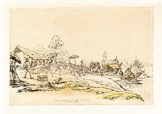 A new "writer" in the East India Company Civil Service arrives in Calcutta. A palanquin transport awaits him.