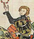 Henry IV Probus, Duke of Silesia with the Silesian eagle in Codex Manesse (c. 1305–1340)