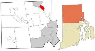 Location in Providence County and the state of Rhode Island.