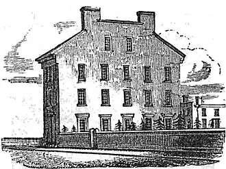 Building of the Provident Inst. for Savings, Tremont St., Boston, built in 1833. Offices on the third floor were occupied by the Boston Society of Natural History, 1833-1847.
