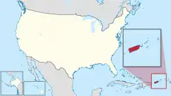Map of the United States with Puerto Rico highlighted