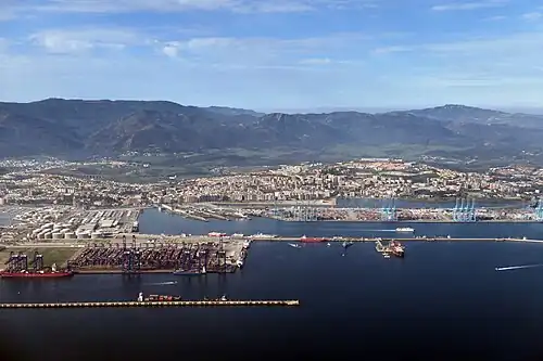 Aerial view of the port of Algeciras