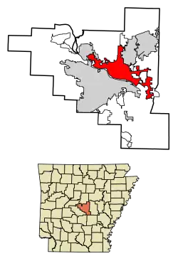 Location of North Little Rock in Pulaski County, Arkansas