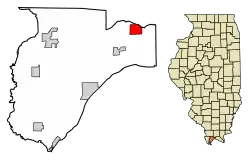 Location of Karnak in Pulaski County, Illinois.