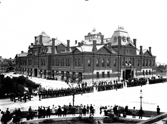 Image 23Striking American Railway Union members confront Illinois National Guard troops in Chicago, Illinois, during the Pullman Strike in 1894.