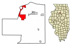 Location of Hennepin in Putnam County, Illinois.