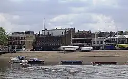 Boathouses along the River Thames at Putney