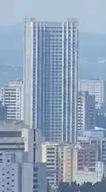The building seen from the Yanggakdo International Hotel