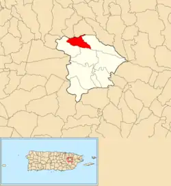 Location of Quebrada Infierno within the municipality of Gurabo shown in red