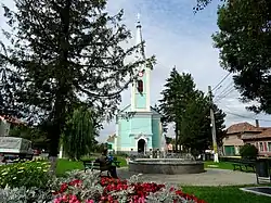 Roman Catholic church in Gurghiu village center