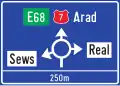 Directions indicated with a roundabout