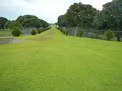 Another view of the green entrance to the Memorial