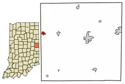 Location of Parker City in Randolph County, Indiana.