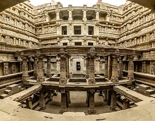 Rani ki Vav is a stepwell, built by the Chaulukya dynasty, located in Patan; the city was sacked by Sultan of Delhi Qutb ud-Din Aibak between 1200 and 1210, and again by the Allauddin Khalji in 1298.[265]