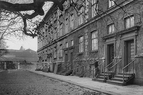 The buildings seen from the yard in the 20th century