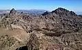 View north from Reynolds Peak, with Peak 9860 on left, Raymond Peak to right