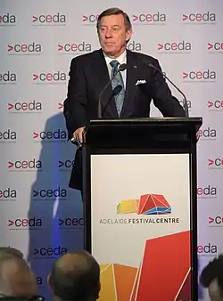 Raymond Spencer, chair of the EDB speaks at a CEDA event in Adelaide (2015)